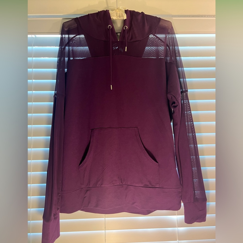 Forever 21 Deep Purple Hoodie with Mesh Accents